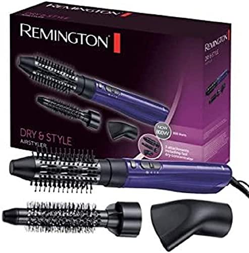 Remington varmluftsborste, 800W, 2 värme-hastighetsinställningar, kalluftsfunktion, 38 mm mixad borste, 21 mm rund stråborste, stylingkoncentrator, Dry & Style AS800